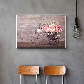 Floating Framed for Living Room Bedroom Retro Flower for