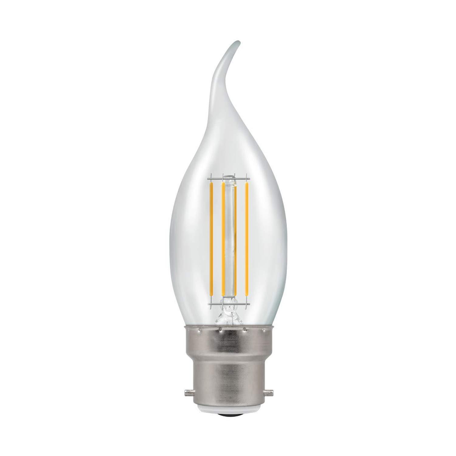 Crompton B22 LED Bent-Tip Filament Candle Bulbs 5 Watts Dimmable 470LM / 40W Incandescent Equivalent C35 Bayonet (BC-B22d) Candle Light Bulbs Warm White 2700K