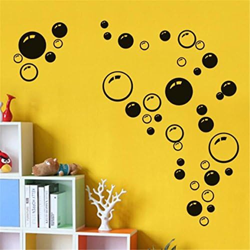 HN Bubbles Circle Removable Wall Wallpaper Bathroom Window Sticker Decal Home DIY (Black)