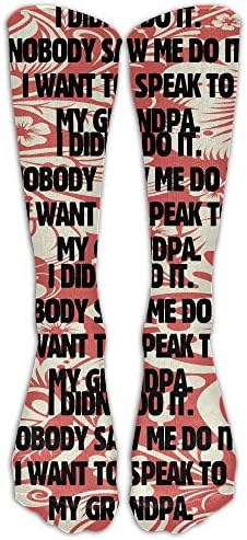 I Didn't Do It.Nobody Saw Me Do It.I Want To Speak To My Grandpa. Women's Multi Color Knee High Socks Casual Fun 3D Print Design Cotton Crew Dress Stocking