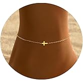 NONAMOIS Ankle Bracelets for Women Dainty 18K Gold Plated Anklet Waterproof Round Beaded Paperclip Herringbone Pearl Chain Anklets Waterproof Beach Foot Jewelry