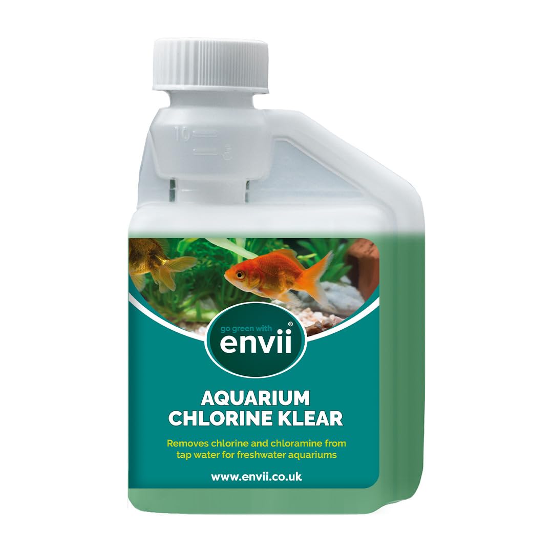 Envii Aquarium Chlorine Klear Tap Safe Water Treatment for Fish Tanks, Natural Water Conditioner & Dechlorinator, Chlorine Remover, Safe for All Fish & Aquatic Life, 250ml Treats 2,500L