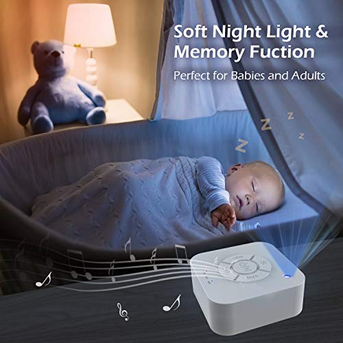 White Noise Machine,White Noise Sound Machine for Sleeping& Relaxation Sleep Sound Machine for Baby Adult Kid Natural Soothing Sound Sleep Therapy for Home Office Travel-Auto-Off Timer&Memory Function