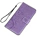 YOKIRIN Case for LG K8 Case, Flip Wallet Cover, Embossed Floral Butterfly ID&Credit Card Holder Folio Case for LG K8 2017, Purple