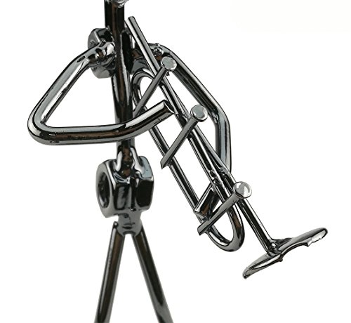 Unigift Vintage Iron Art Steel Music Man Figure Performer with Screw Cap Desk Decor Home Bedroom Bar Display Ornament Birthday Gift 6-2(Key Press Trombone)