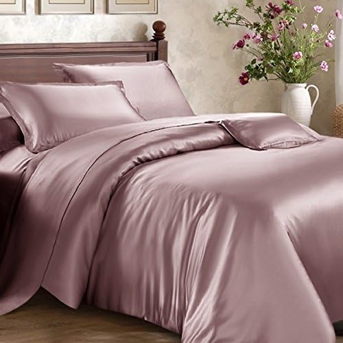 Roch Linen Hotel Quality Silky Soft Luxurious Satin 7 Pc Sheet Set Wrinkle & Fade Resistant, Hypoallergenic Breathable Durable Comfort Bedding Set With Duvet Set !!!Queen, Dusty Rose