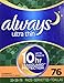 Always Ultra Overnight With Wings, Unscented Thin Pads 76 Count
