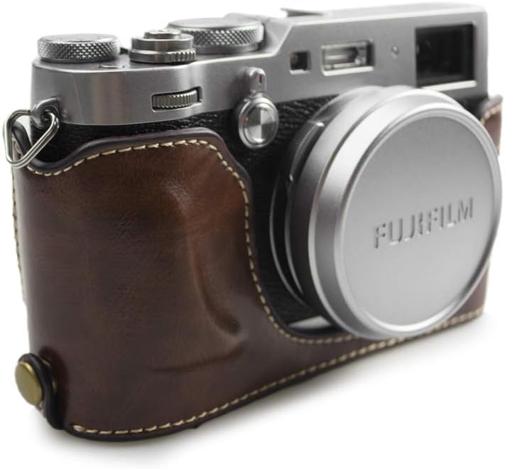 kinokoo Camera Leather Half Case Bottom Case for Fujifilm X100F PU Leather Bottom Open-able (Coffee) - Image 3