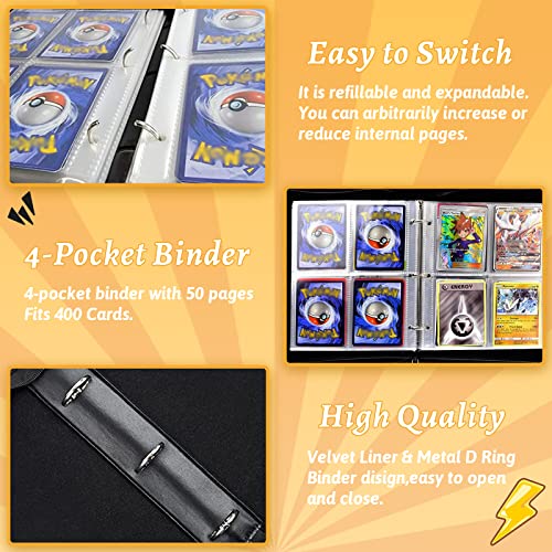 Cards Binder for Pokemon Card Holder 4Pocket, Trading Card Games