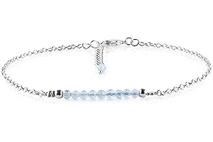 InfinityGemsArt Aquamarine Gemstone Ankle Bracelet for Women Jewelry, Natural Birthstone, Gemstone Beads, Handmade Dainty Ank
