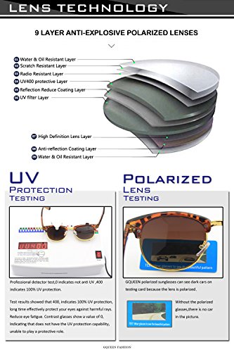 GQUEEN Clubmaster Horn Rimmed Half Frame Polarized Sunglasses GQO6