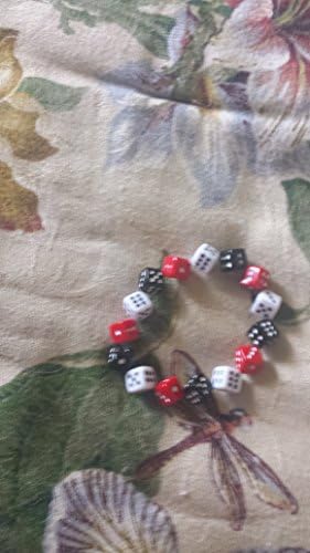 Red, Black, and White Dice Bracelet