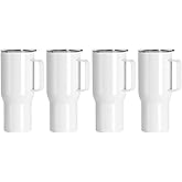 PYD Life Sublimation Tumblers Blanks with Handle 25 OZ Coffee Travel Car Stainless Steel Mugs Cups with Leakproof Lid for Mug Tumbler Heat Press Sublimation Oven Printing 4 Pack