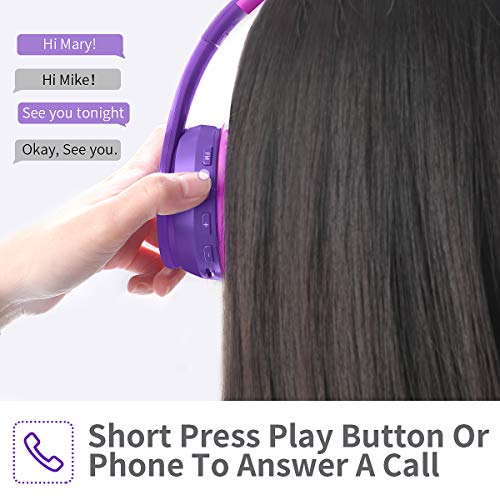 Bluetooth Headphones,IFECCO Bluetooth Headphones Over Ear、 Foldable Wireless and Wired Stereo Headset Micro SD/TF, FM, for Cell Phone,PC,Soft Memory-Protein Earmuffs(Purple)