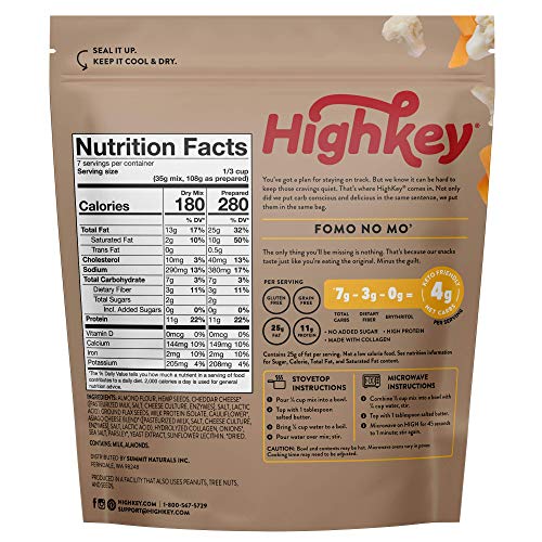 HighKey Snacks Low Carb Keto Cauliflower Mash Grain & Gluten Free Dry