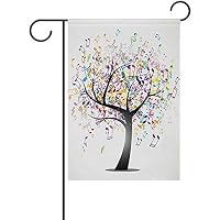 Starotor Music Tree Garden Flag Double Sided House Yard Flag Holiday Seasonal Outdoor Flag 12" x 18"