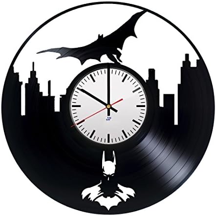 Modern Vinyl Record Wall Clock With DC Batman Design - Unique Rest Room Wall Decor - Original Gift Idea For Boys and Girls - Exclusive Comics Superhero Fan Art
