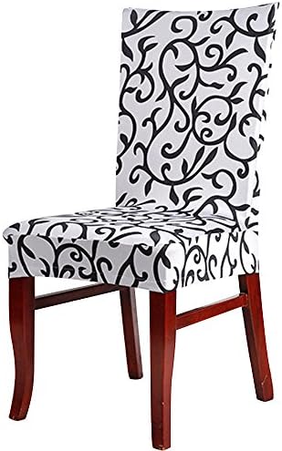 Tuscom Printed Rattan Stretch Chair Covers|Soft Spandex Seat Protector Removable Slipcover |for Dining Room Hotel Wedding Party Chair Cover(8colors) (Black)