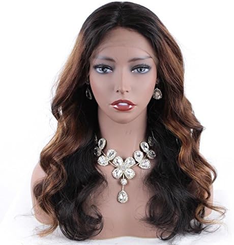 Ombre Human Hair Wigs Body Wave 360 Lace Frontal Wig for Women Brazilian Remy Hair Wigs with Baby Hair Pre Plucked Hairline Ombre Color 18inch