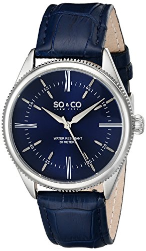 SO&CO New York Men's 5023.3 Madison Quartz Blue Leather Strap Watch