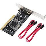 QNINE 4 Ports PCI SATA Raid Controller Internal Expansion Card with 2 Sata Cables, PCI to SATA Adapter Converter for Desktop PC Support HDD SSD