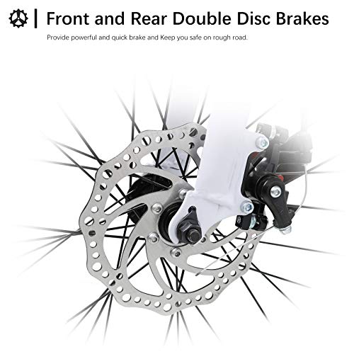 ایگرد | قیمت و خرید 26 inch Mountain Bike, 21 Speed Double Disc Brake Mens  Women Mountain Bike, Bonus a Foam Bike Seat Cover(Black/White)