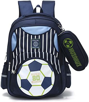 Angda Boy's Cool Lightening Safe Soccer Game School Bag Casual Backpack Canvas Bag Waterproof (Dark Blue)