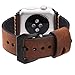 EACHE Genuine Leather Watch Band 42mm 44mm Dark Brown Crazy Horse Calfskin Leather Strap for Iwatch for Apple Watch Series 1,2,3,4 Black Adapter