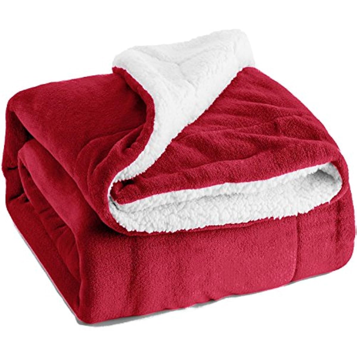 Sherpa Throw Blanket Red 50"x60" Reversible Fuzzy Bed Throws Microfiber