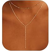 Ewrkbr Long Necklaces for Women, Charm Gold Lariat Necklace 14k Gold Plated Teardrop Drop Necklace Dainty Long Gold Necklaces for Women Trendy Simple Butterfly Pearl Y Long Necklace Jewelry for Women