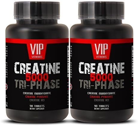 Creatine Tri-phase 5000mg, Perfect Blend of Creatine Monohydrate, Creatine HCL and Creatine Pyruvate (2 Bottles 180 Tablets) by VIP VITAMINS LLC