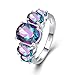 Psiroy 925 Sterling Silver Plated Created Rainbow Topaz Filled 5 Stone Engagement Ring Band Size 6