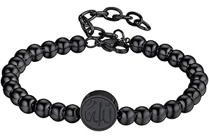 PROSTEEL Allah Bracelet, Muslim Islamic Jewelry Religious Islam Arabic God Charm Stainless Steel Beads Chain Bracelet, fits wrist from 5.9'' to 7.9'', Come with Box