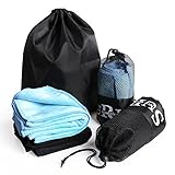 JOLITCHION Microfiber Towels for Travel,Beach,Yoga,Golf,Camping,and Swimming,Outdoor Gym Towel,2-pack Quick Drying Travel Towel Set Mash Bag and 1 FREE Drawstring Backpack Bag