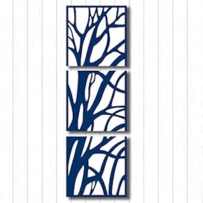Canvas Wall Art Blue Flowers Pattern Painting Artwork for Home Prints Framed - 12"x12"x3 Panels