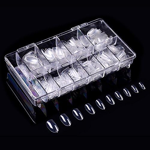 Huashengmei 500pcs Round Full Cover Clear Color False Nails Fake Nail Art Tips 10 Sizes with box