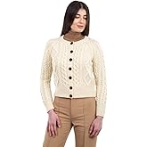 SAOL Irish Ladies Wool Cardigan Sweater Cable Knit Made in Ireland