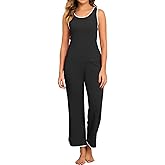 YYA Sleeveless Pajamas for Women set Ribbed Pajama Tank&Pants Set Color Block 2 Piece Loungewear Set