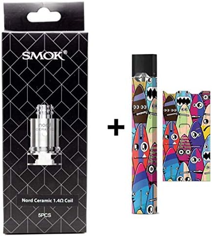 PARAWEYSE Authentic SMOK Nord Replacement Coils Nord Ceramic 1.4 Ohm Core Head for Nord Kit-2PACK with Skin Wrap for JUUL