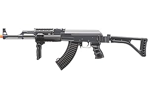 LANCER TACTICAL 365 FPS DE Airsoft AK-47 AEG Rifle Side Folding Stock with Battery & Charger, Black
