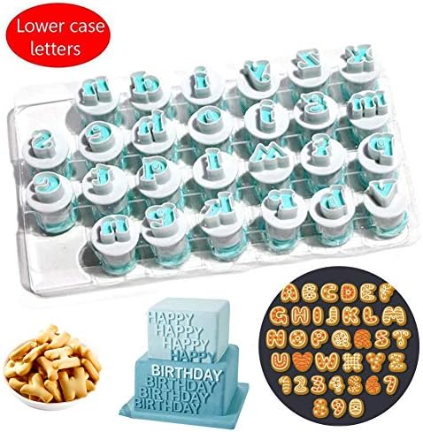 Alphabet Cookie Cutter Plastic Capital Letters Fondant Cutter,26piece Upper&Lowercase Alphabet Cake Biscuit Baking Mould and Stamps Impress Embosser Cutter Set