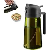 Pulverizador de óleo, pulverizador de óleo 2 em 1 para cozinhar na cozinha, frasco de spray de óleo de 470 ml para casa