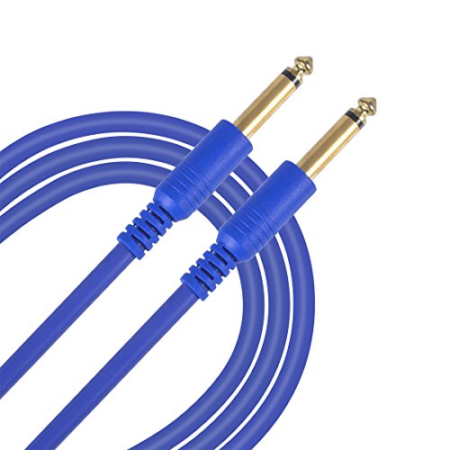 2 Pack 10FT Musical Professional Straight Instrument Cables,Gold Plated Connector 6.35mm to 6.35mm 1/4" to 1/4" Blue Mono Audio Cable