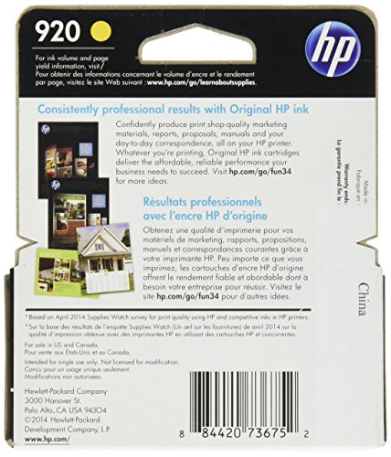 HP 920 Yellow Original Ink Cartridge (CH636AN)