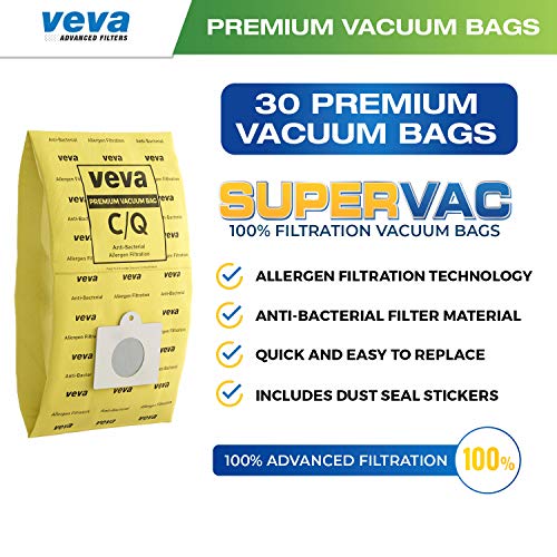 30 Pack VEVA Premium SuperVac Vacuum Bags Type C compatible with Kenmore Sears canister vacuum