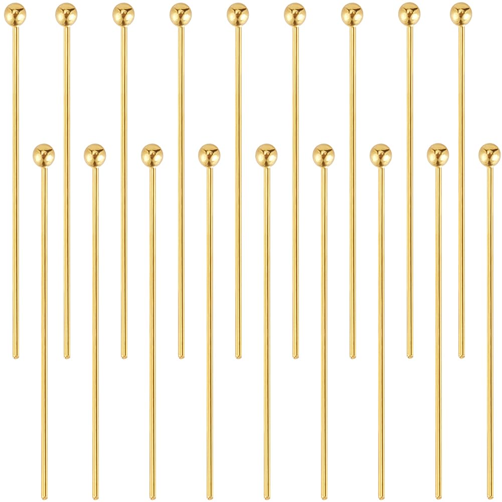 Beebeecraft 1 Box 50Pcs Jewelry Pins 18K Gold Plated Sterling Silver 24 Gauge/0.5mm Needles Jewelry Pins for Jewellery Making