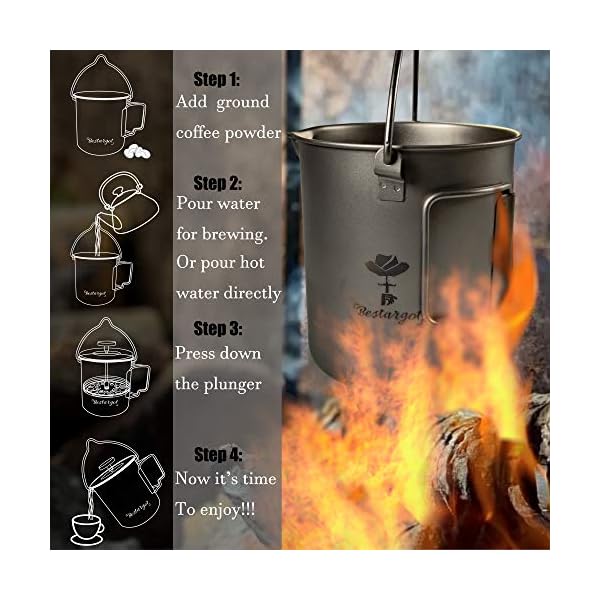 Bestargot Camping Titanium Topf Becher Tasse Outdoor, 750ml max French