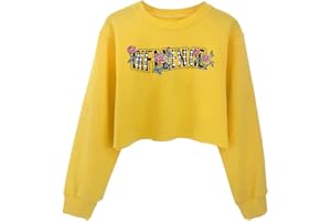 G-Amber Girls Crop Pullover Tops Kids Print Funny Letters Long Sleeve Sweatshirts