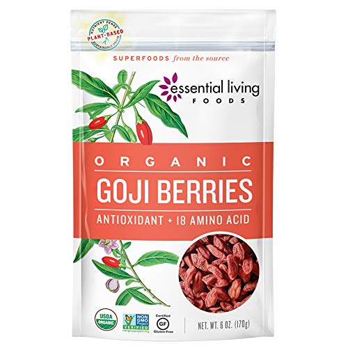 Essential Living Foods Organic Goji Berries, Dried, Highest Quality, Responsibly Grown Wolfberry, Vegan, Superfood, Non…