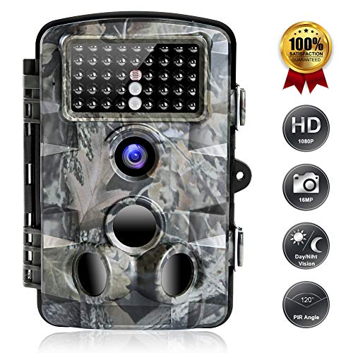 FUNSHION Trail Game Camera, 16MP 1080P Trail Cameras with Night Vision Motion Activated Waterproof IP66 2.4'' LCD Hunting Scouting Cam for Wildlife Monitoring 120Detecting Range 42pcs IR LEDs